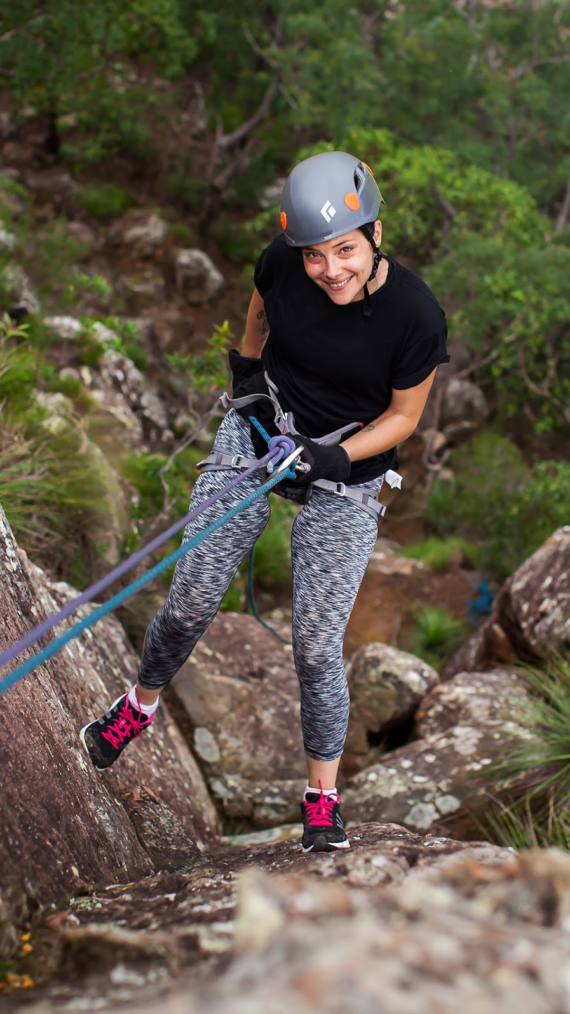 Brave adventurer abseiling