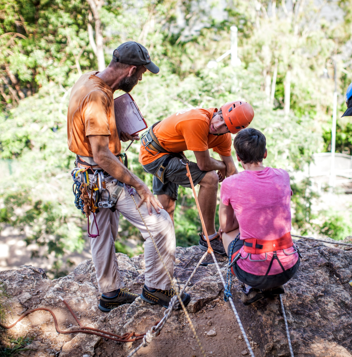 Brave adventurer abseiling