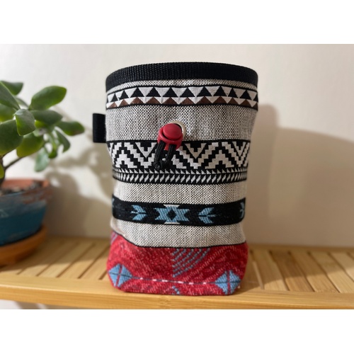 Nativa Handmade Chalk Bag - Aztec Red and Grey